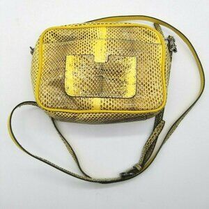 Alexandra Clancy Womens Yellow Brown Detachable Strap Crossbody
